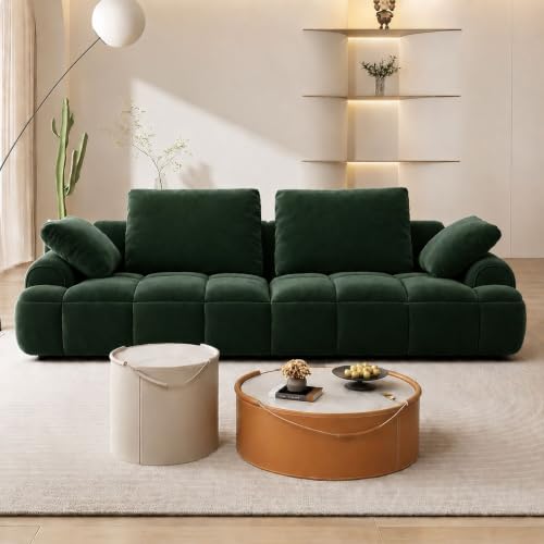 Image of LEGACY OF COMFORT Irmak 85.83'' Upholstered 3 Seater Sofa Three Seater Sofa for Living Room Hotels & Offices (Bottle Green)