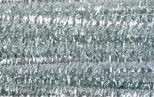 Glitter Chenilles/Pipe Cleaners - Silver 6mm x 300mm - 20 Per Pack