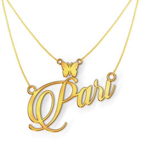 Image of Pari Cursive Gold & Silver Name Pendant Necklace, Best Jewelry Gift for Girls.