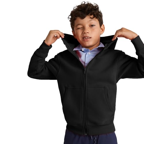 KINKIES Chaqueta con Capucha para niños, Cuello Alto y crematallera Completa a Juego - Sudadera Casual Elegante Vida Diaria para niñas y niños (FR/ES, Edad, 6 años, Regular, Negro)
