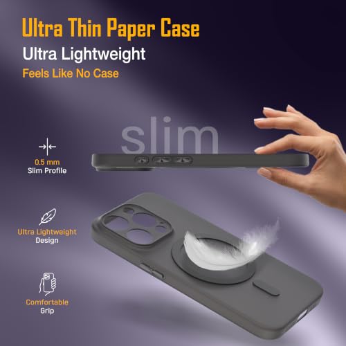 Image of ZAP CASE Paper Thin Case for iPhone 15 Pro | Ultra-Slim 0.5 mm Back Cover | Metal Buttons | Lightweight | Matte Finish | Anti-Fingerprint | Scratch Resistant | Camera Protection | Magsafe | Black