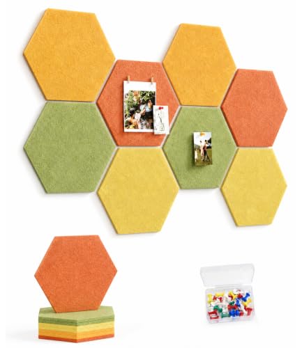 Uoisaiko 8-Pack Hexagon Felt Bulletin Board Tiles, Cork Board Alternative
