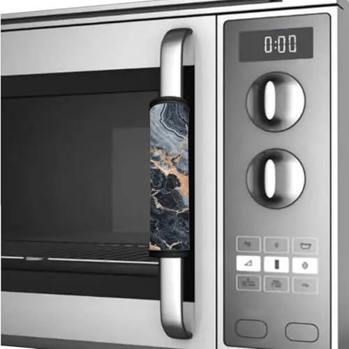 Image of 6 PCS Refrigerator Microwave Door Handle Covers Washable Electric Appliance Decor Handles Anti-Skid Kitchen Accessories Keep Off Fingerprint Smudges Stain, Gold Black Marble