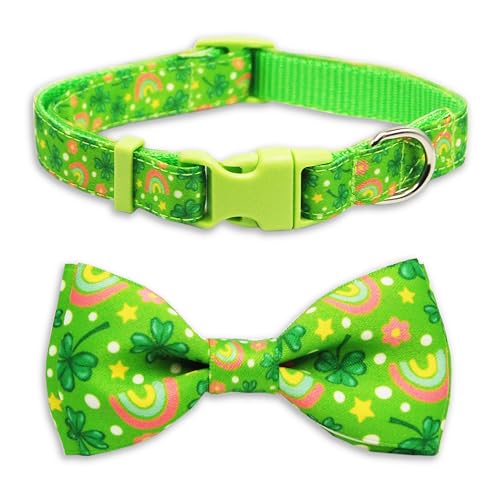 St. Patrick’s Day Dog Collar with Rainbow & Clover...