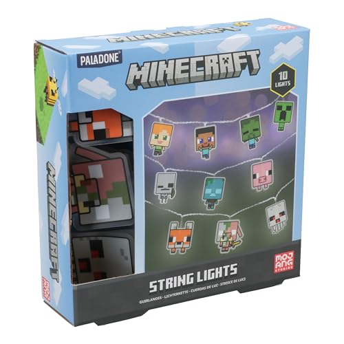 Paladone Minecraft String Lights with 10 LED Characters Including Creeper, Steve, Piglin and More, Officially Licensed Battery Powered Bedroom Décor for Boys, Girls, Teenagers, Kids, Gift for Gamers by Paladone - Image 5