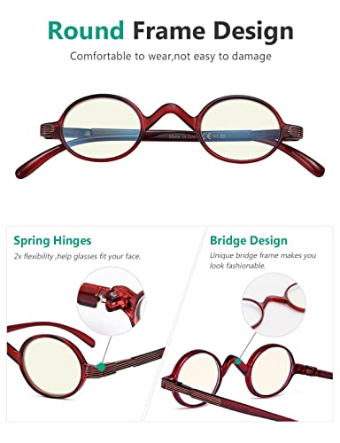 Image of Eyekepper Reading Glasses for Women Men, Blue Light Readers Round | Womens Circle Computer Cheaters, Mens Ladies UV /Bluelight Blocking Reader Eyeglasses,All-Day Comfort Spring Hinges for Screen