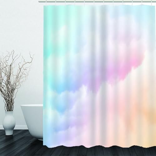 Rideau de douche textile imperméable multicolore à motif nuage lavable