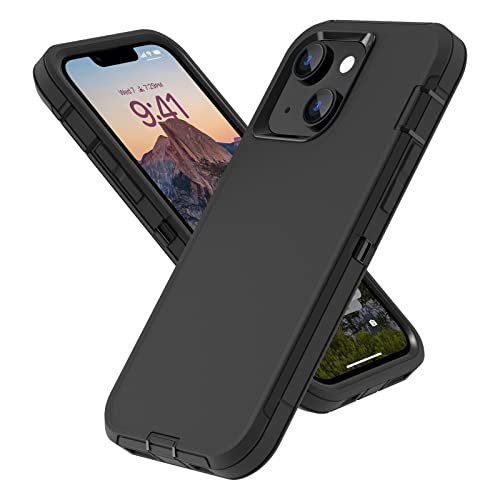 Image of Sansunto for iPhone 13 & 15 Case, for iPhone 14 Protective Case, 3 Layer Heavy Duty Shockproof Silicone Rubber Cover, Rugged Hybrid Durable Case for iPhone 13 /14 /15 6.1 Inch (Black)