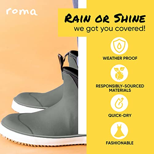 Rain Boots For Men By Roma Boota - Waterproof, Stylish Rain Boots For Men Us Sizes 8-12, Comfortable Ankle Boots With Multi-Layer Cushion, Quick-Dry Neoprene Lining, & Rubber Grip Sole #TOP2