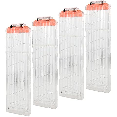 BOROLA 4 Pack 18-Dart Quick Reload Clip Compatible for Nerf Elite Series Guns (Transparent) Cover