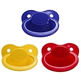 Littleforbig Adult Sized Pacifier Dummy for Adullt Baby ABDL BigShield 3 Paci Pack-DarkBlue, Red, Yellow