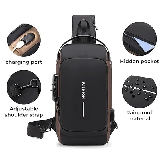 Image of PAPITA Sling Bag for Men Stylish Crossbody Backpack for Men & Women, Anti-Theft Chest Bag with Messenger Bags, Casual Shoulder Bag