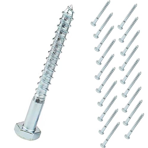 Hex Screw Coach Screws Hex Lag Screws, Hexagonal Self-Tapping Head Machine Wood Screws, M8 Heavy Duty Fastening Drilling Screws Long Hexagon Lag Bolts Carbon Steel Galvanized Silver, 20pcs (M8×120mm)