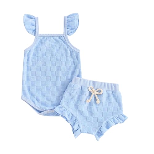 Image of Kuriozud Baby Girl Summer Clothes Sleeveless Tank Top Shorts Set Cute Toddler Girl Outfit Aged 3 6 12 18 24 Months 2T 3T