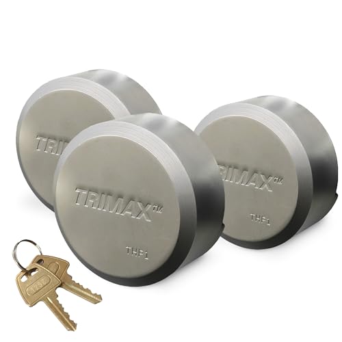 Image of TRIMAX THP3XL - Trailer Door Lock (3 Pack Keyed Alike) - Shackleless Puck Lock for Trailers, Universal Fit, Weather Resistant