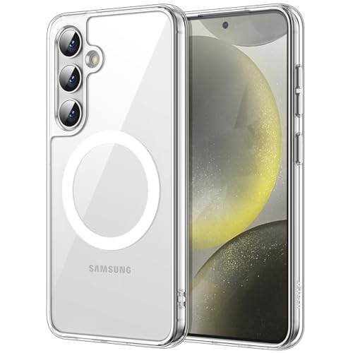JETech Magnetisch Hülle für Samsung Galaxy S24 5G Kompatibel mit MagSafe Stoßfeste Schützend Handyhülle Anti-Vergilbung Harte Klare PC-Rückseite (Durchsichtig)