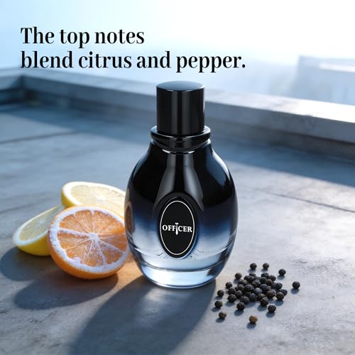 Image of A CENTER Officer Men's Cologne | 100ml Woody Fougere Eau de Parfum | Fresh Bergamot & Leather Scent | Premium Cologne Gift for Him