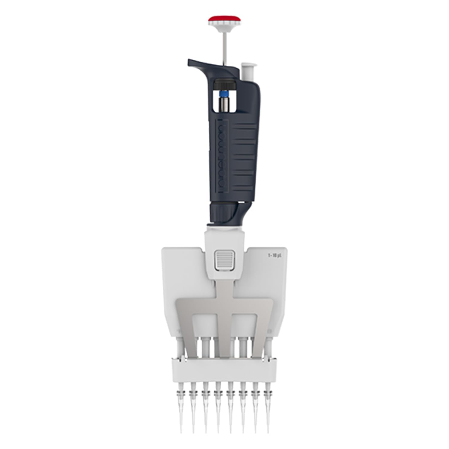 Gilson Pipetman Polyvinylidenfluorid G P8X10G Mehrkanalpipetten, 10µl Kapazität, Rot/Blau