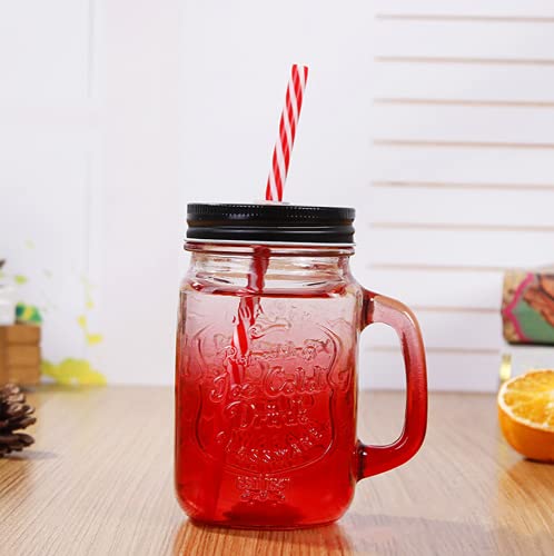 Tikwisdom Gradient color,mason jars,glass jars,canning lid,canning jars 4-piece glass drinking jar with lid and straw… - Image 6