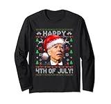 Santa Joe Biden Happy 4th of July Ugly Christmas Sweater Long Sleeve T-Shirt