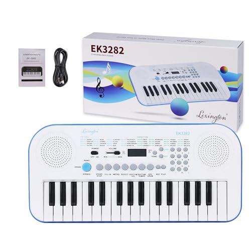 Lexington Teclado eléctrico de 32 teclas, piano digital pequeño para principiantes, mini regalo musical portátil (EK3282, blanco)