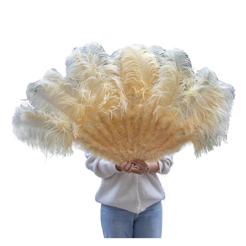 Abanico de plumas de avestruz colorido para coleccionistas y alta costura