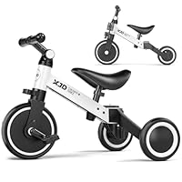 XJD 5 in 1 Toddler Balance Bike Kids Trike 1 to 3 Years Old Kids Trikes Tricycle Toddler Tricycles Baby First Bike Balance Training Boys Girls, Removable Pedals