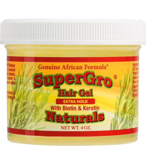 Genuine African Formula SuperGro Hair Gel Extra Hold with Black Castor Oil, Biotin & Keratin –...
