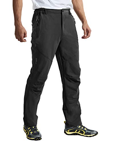 Gopune Men's Outdoor Lightweight Quick Dry Pants Workout Breathable Hiking Mountain Pants (Black,L)