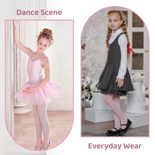 MANZI 3 Pairs Girls Tights Footed Toddler Dance Tights Kids Ballet Stockings Ultra Soft2