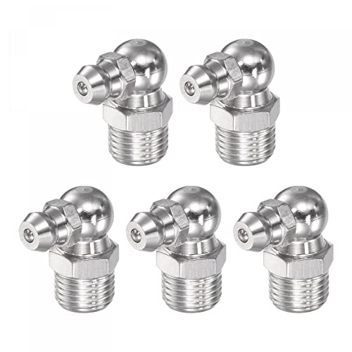 Image of uxcell 201 Stainless Steel 90 Degree Grease Fitting M10 x 1mm Thread Hydraulic Grease Fitting Accessories, 5Pcs