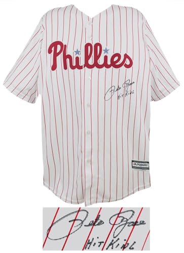Pete Rose Signed Philadelphia Phillies Majestic Replica Baseball Jersey w/Hit King - Autographed MLB Jerseys