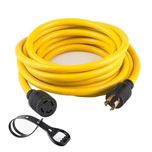 40FT Heavy Duty Generator Locking Power Cord NEMA L14-30P/L14-30R,4X10 Gauge SJTW Cable, 125/250V 30Amp 7500 Watts Yellow Generator Lock Extension Cord with UL Listed Yodotek