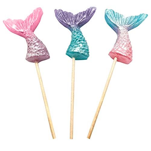 Rbbz Party Mermaid Candy Lollipops - 12 Suckers Individually Wrapped - Great For Mermaid Party Favors - Goodie Bags For Kids Birthday - Candy Bar - Pretty Mermaid Tails Cupcake Toppers thumb #1