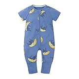 Xmiral Kleinkind Kinder Unisex Reißverschluss Cartoon Strampler Jungen Mädchen Kurzarm Overall Neugeborenen Schlafanzug Nachtwäsche(Violett,2-3 Jahre)