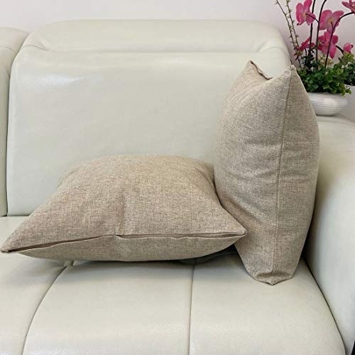Find-In-Find 22"X22" Burlap Throw Pillow Cases Cushion Covers Solid Pillow Covers For Sofa Couch Bed,Light Coffee #TOP3