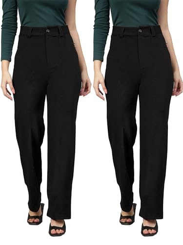 Image of Mehrang Trousers for Women, Formal Pants for Women, Straight Fit Pants