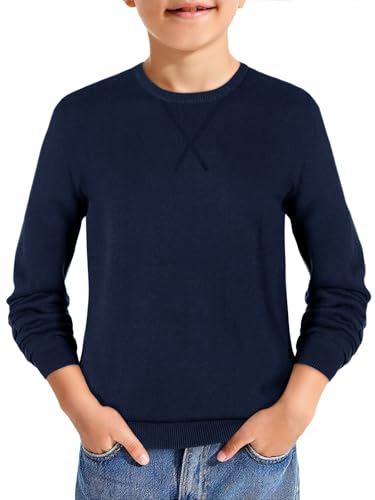 Haloumoning Boys Sweater Kids Casual Crewneck Long Sleeve Pullover Tops Fall Fashion Clothes 5-14 Years