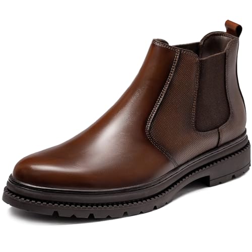 Image of OKKO Mens Chelsea Boots Genuine Leather Dress Boots for Men Classic Stylish Casual Slip On Ankle Boot for Men