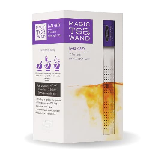 Image of Premiers Earl Grey Flavoured Tea, Citrus-Infused Black, Magic Tea Wands (Stick Infuser), 12 Wands, 30 g, Suitable for Hot or Iced Brewing, White Box