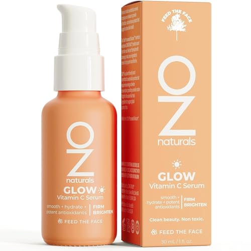 OZNaturals Glow Vitamin C Serum for Face – Brightening Anti Aging Serum with Hyaluronic Acid, Green Tea, and Vitamin E – Targets Age Spots – 1 oz