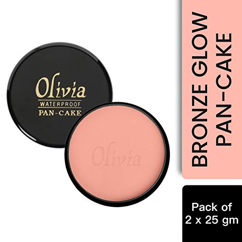Image of Olivia Pan Cake 100% Waterproof 25g x 2 | Full Coverage Makeup Base | Smudge-Proof & Sweat-Resistant | Long-Lasting Velvety Finish | Hides Blemishes | For All Skin Types | Pack of 2 | Bronze Glow - 22