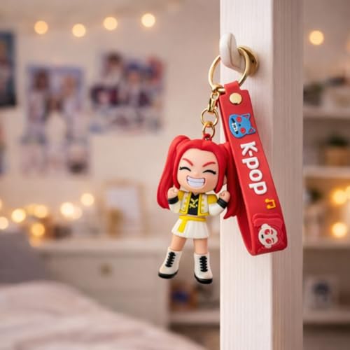 Image of Wanna Party Kpop Demon Hunters Cartoon Keychains, Mira Keychain for Boys and Girls, Cute Backpack Key Chain Accessories Wristlet chain Return Gift Items for Boys & Girls