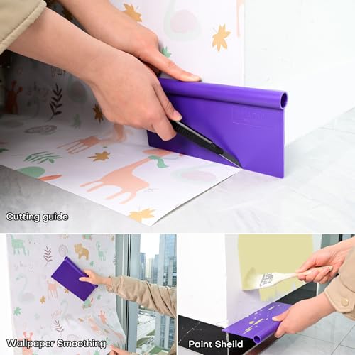 NEWISHTOOL Wallpaper Smoothing Tool for Applying Peel and Stick Contact Paper, Vinyl Backsplash Tile, Wallpapr Tools with Sponge Seam Roller, Purple Smoother, Felt Squeegee, Precision Cutting Knife - Image 2