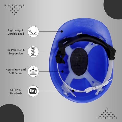 Image of Robustt Safety Helmet - Blue (Pack of 2) | Adjustable Headband | Heavy Duty Material | As Per ISI Safety Standard | Non Irritant and Soft Fabric | Lightweight and Durable