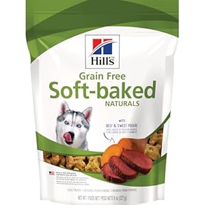 Hill’s Grain Free Soft Baked Naturals, All Life Stages, Great Taste, Dog Treats, Beef & Sweet Potato, 8 oz Bag
