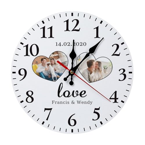 Naispanda Reloj de Pared Personalizado con Foto Reloj de Metal Silencioso para Sala Dormitorio Oficina Decoración del Hogar