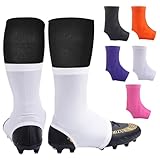 Spats Football Cleat Covers,Youth Cleat Covers Football Keeps Dirt/Turf Debri Out,Bike Cleat Covers,Cleat Sleeves For Football Soccer Lacrosse Kids Teenagers Youths Adults.Cleat Cover (White, Large)