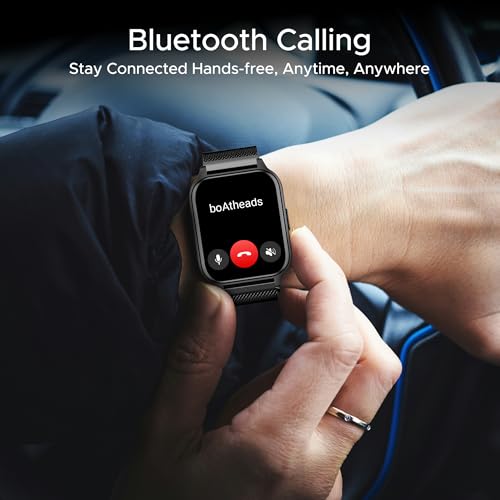 Image of Boat Wave Call 2 Plus Smart Watch w /Bilingual Support (Hindi /English), 1.96 inch(4.97 cm) HD Display, BT Calling, 100+Sports Modes, Animated Watch Faces, Voice Assistant(Metal Black)