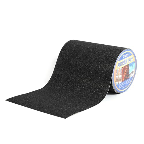 Image of 8 inch x 30Ft Heavy Duty Anti Slip Tape, 80 Grit Grip Tape & Skateboard Grip Tape, All Weather Abrasive Friction for Stairs, Skateboards, Indoor Outdoor, Garage Ramps, Home & Business - Black